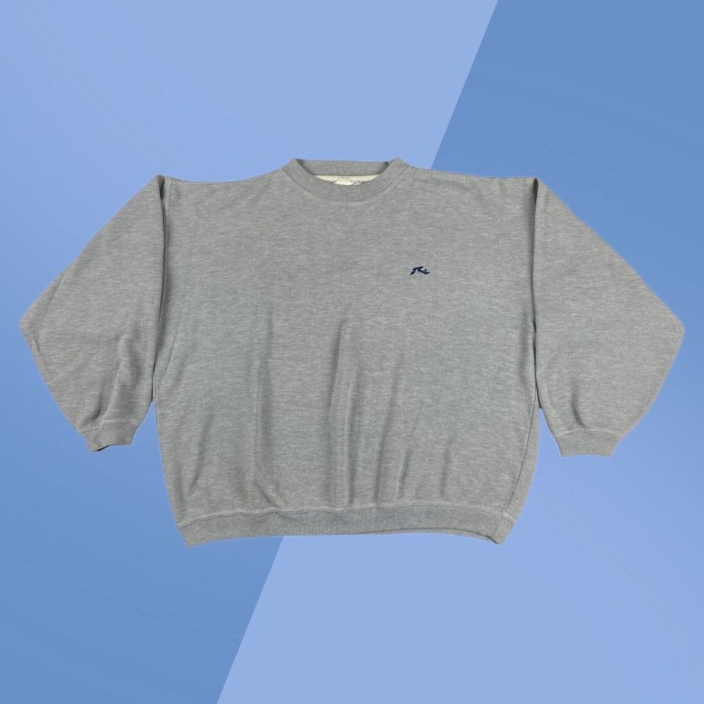 Vintage 90's Rusty Surfing Solid Gray Embroidered Logo L/S Sweatshirt Men's XXL